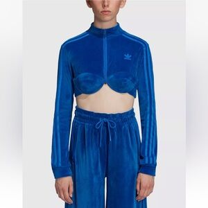 Adidas x Jeremy Scott Blue Velvor Crop Track Jacket Size Limited Edition